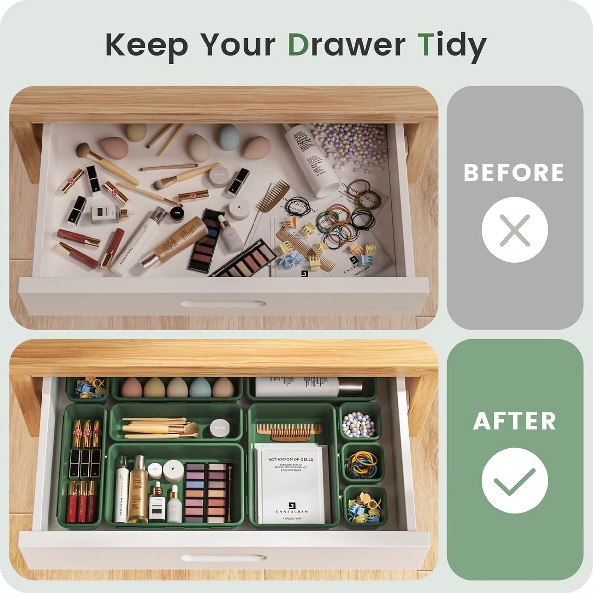 A-LuGei 【28PCS】 Drawer Organizer, Bathroom Organizers and Storage, Makeup organizer, Desk drawer