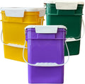 House Naturals 4 Gallon Square Food Grade Bucket Pail with Plastic Handles and Lid (Pack of 3) Made