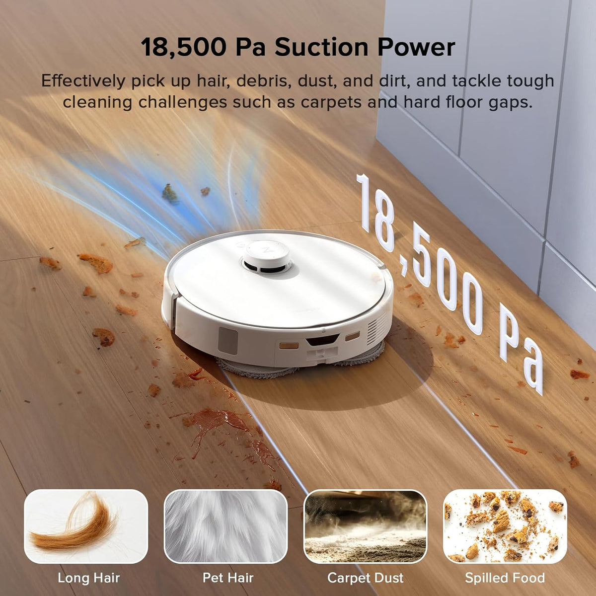 roborock Qrevo Curv S5X Robot Vacuum and Mop, 17000Pa Suction, Zero-Tangling Design, FlexiArm Side