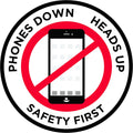 "Phones Down Heads Up" Safety Sign - Laminated Adhesive Floor Signs by Graphical Warehouse (12)