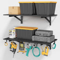 2-Pack 2x4ft Garage Shelving Wall Mounted, 2' x 4' Heavy Duty Garage Storage Shelves with Hooks