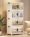 OlarHike 48QT Lockable Storage Bins with Lids - Folding Storage box with Doors and Wheels