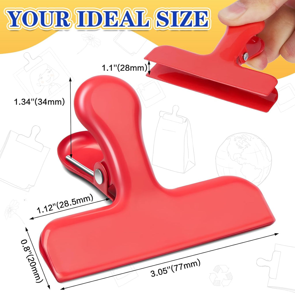 24 Pack Heavy Duty Chip Clips, 3 Inch Stainless Steel Bag Clip, Colorful Food Clips Sealing Clip