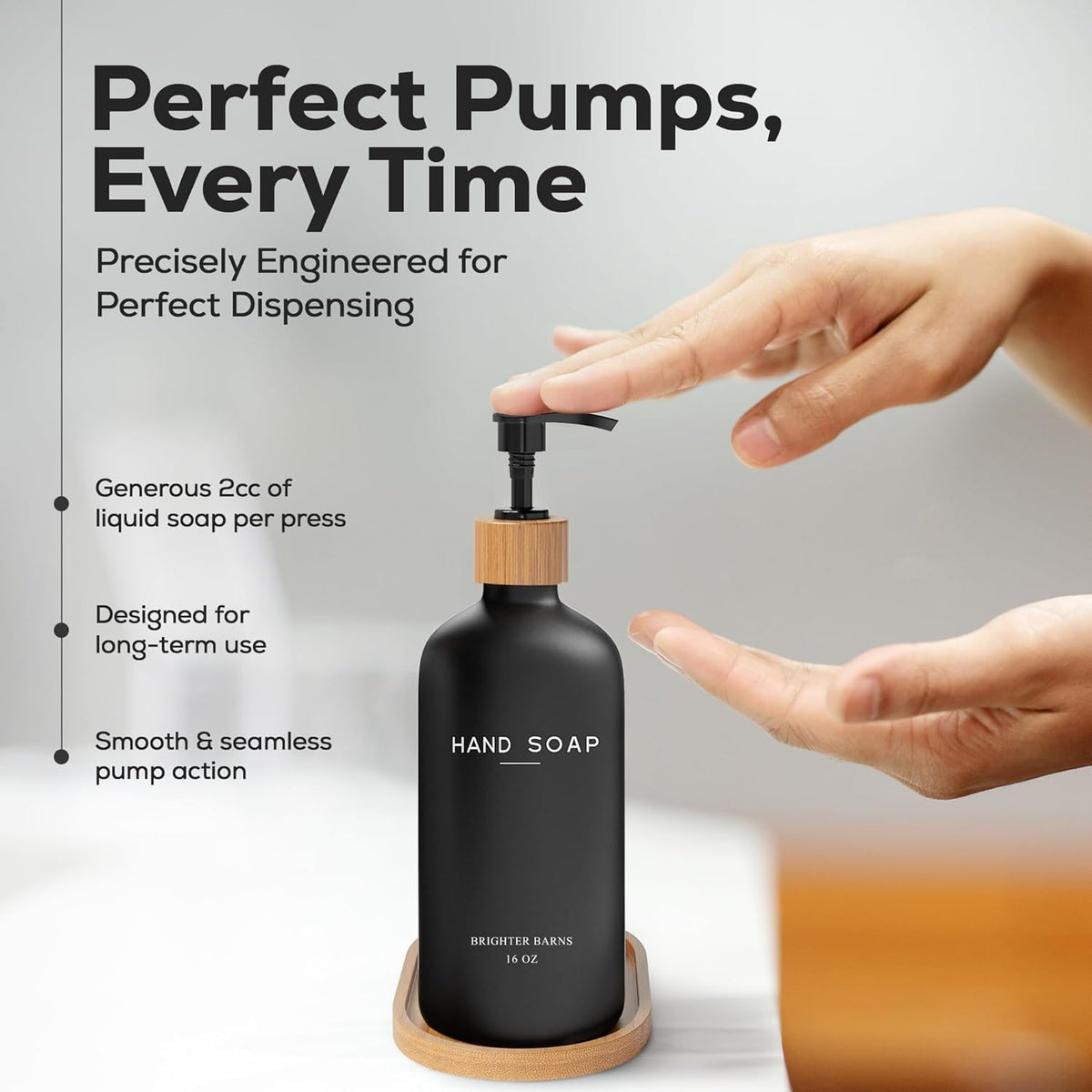 Black Glass Hand and Dish Soap Dispenser Set by Brighter Barns - Kitchen Soap Dispenser Set with