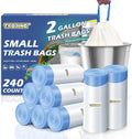 240 Count 2 Gallon Trash Bags Drawstring - Thick Small Garbage Bags Unscented,0.96 Mil White Mini