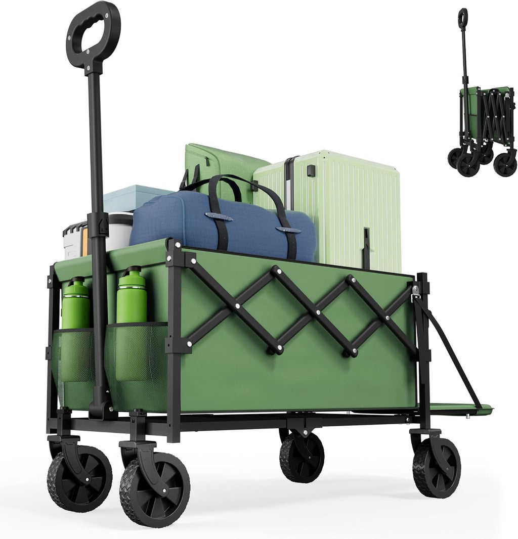 Collapsible Folding Wagon with Tailgate, Wagons Carts Foldable with 350lbs Capacity, Lightweight