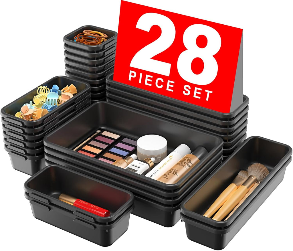 A-LuGei 【28PCS】 Drawer Organizer, Bathroom Organizers and Storage, Makeup organizer, Desk drawer