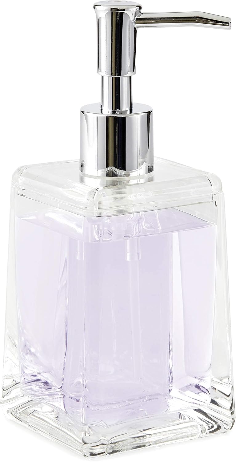 Huang Acrylic Clear Square Tapered Soap Dispenser Crystal Clear Acrylic | Sturdy and Elegant