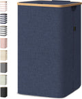 BALEINE Laundry Hamper with Lid, Tall Laundry Baskets with Bamboo Pull Handles, Large Laundry Bin
