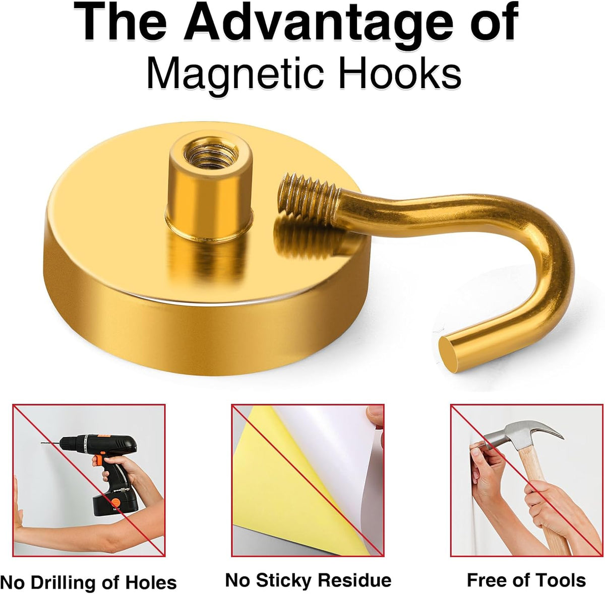 MIKEDE Magnetic Hooks,150LB Heavy Duty Magnets with Hook, Super Strong Magnets Neodymium Extra
