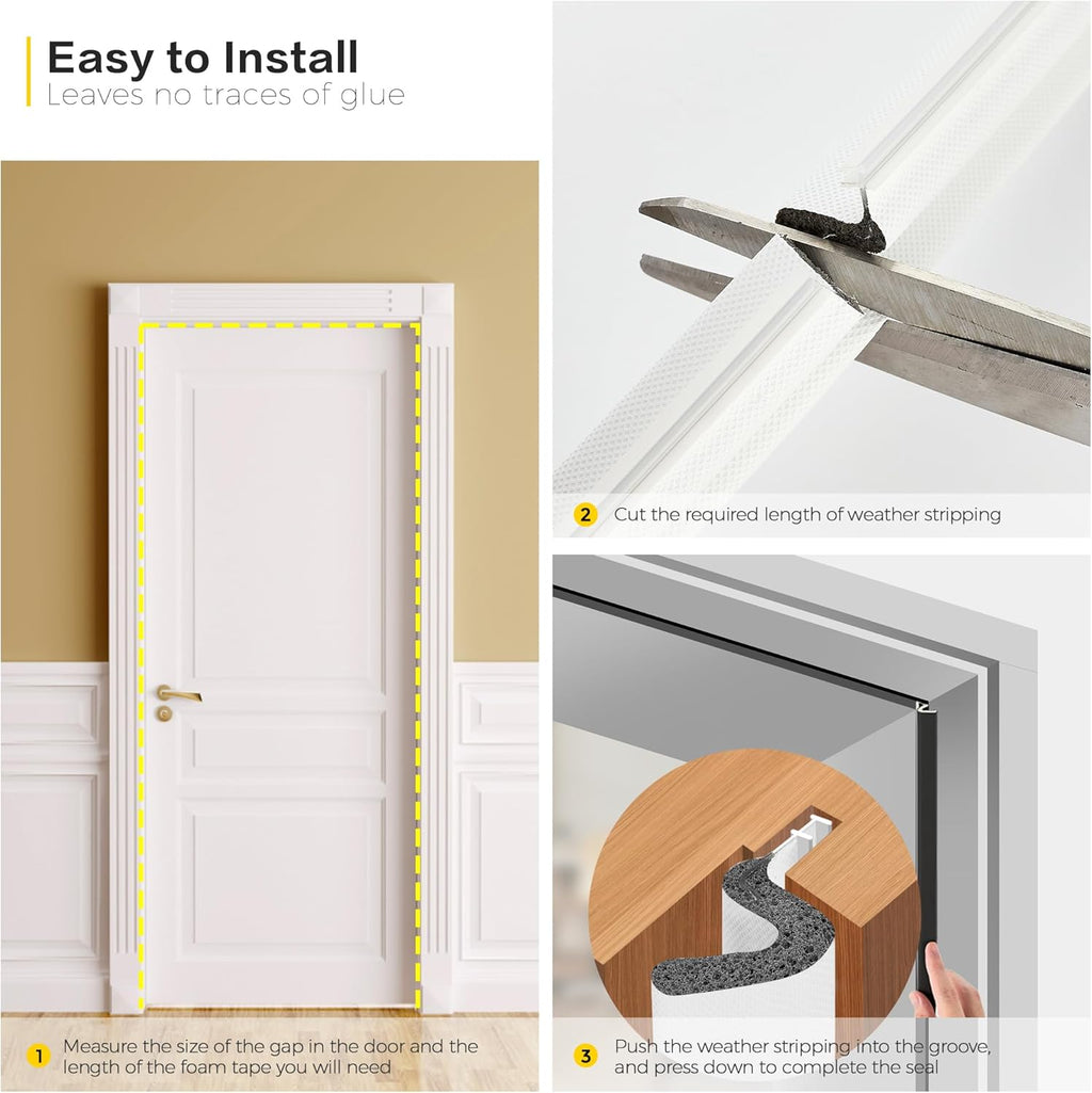 Ravinte Weather Stripping Door Seal Strip Soundproof "Q" Foam Weather Stripping for Door Frame