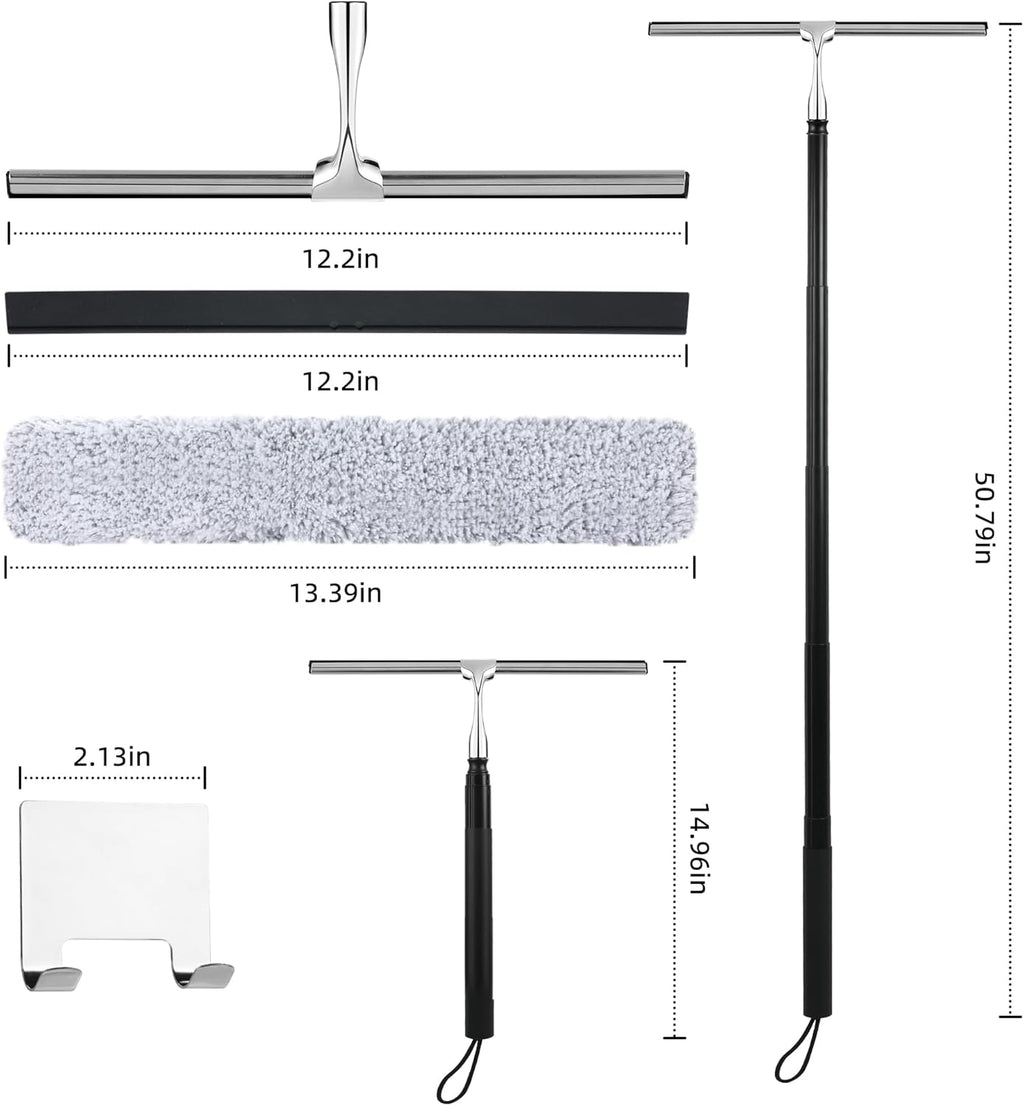 Window Squeegee for Home, 2 in 1 Window Washing kit with Extension Pole Long Handle Squeegee for