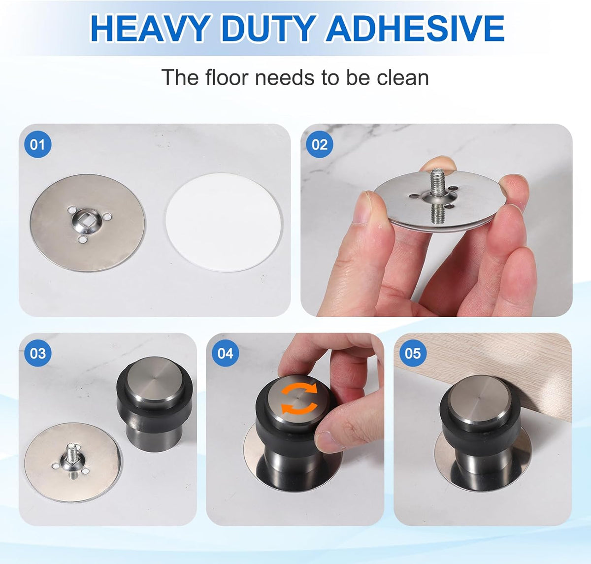 PATIKIL 2Set Round Door Stoppers, 46mm Stainless Steel Door Stop Doorstop Wedge Metal Cylinder Self