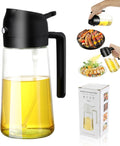 2-in-1 Glass Oil Dispenser & Sprayer - 16oz/470ml Leakproof Bottle for Cooking, Air Fryer, BBQ