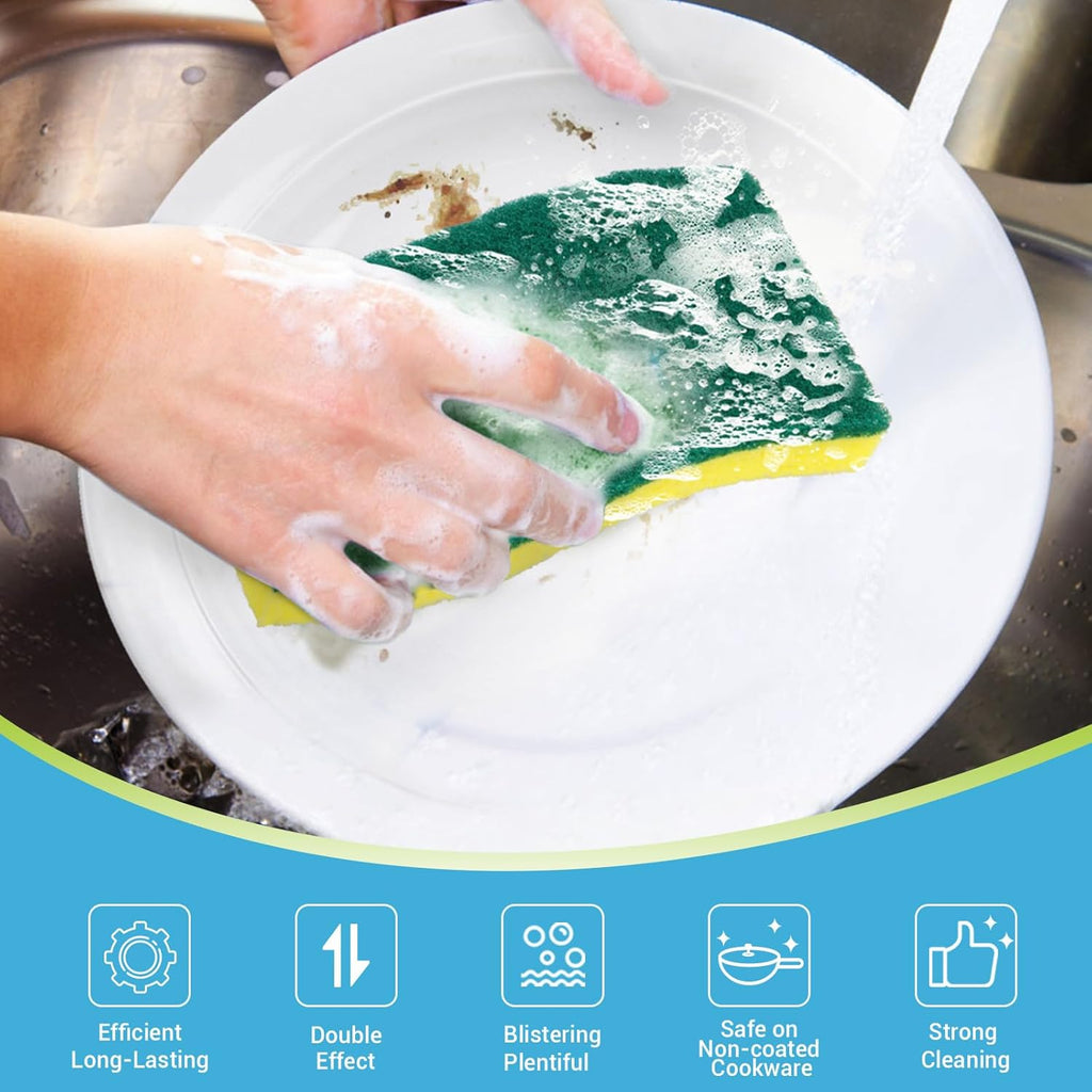 AIDEA XL Scrub Sponges 6Count, Heavy Duty Sponges for Dishes, Extra Large Sponge for Cleaning