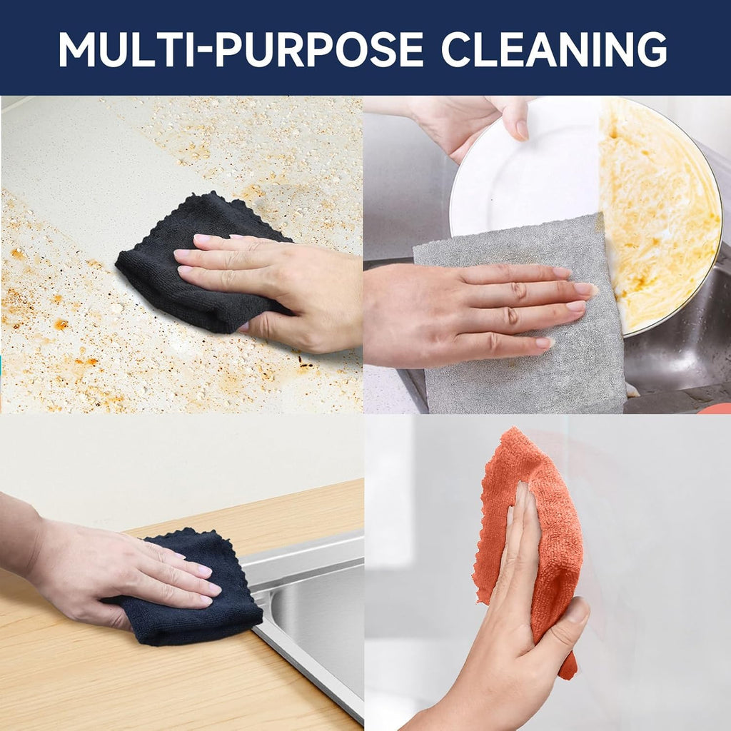 MRD's Home 40 Pack Microfiber Cleaning Cloths,12" x 12" Multi-Purpose Reusable Cleaning Cloth Wipes
