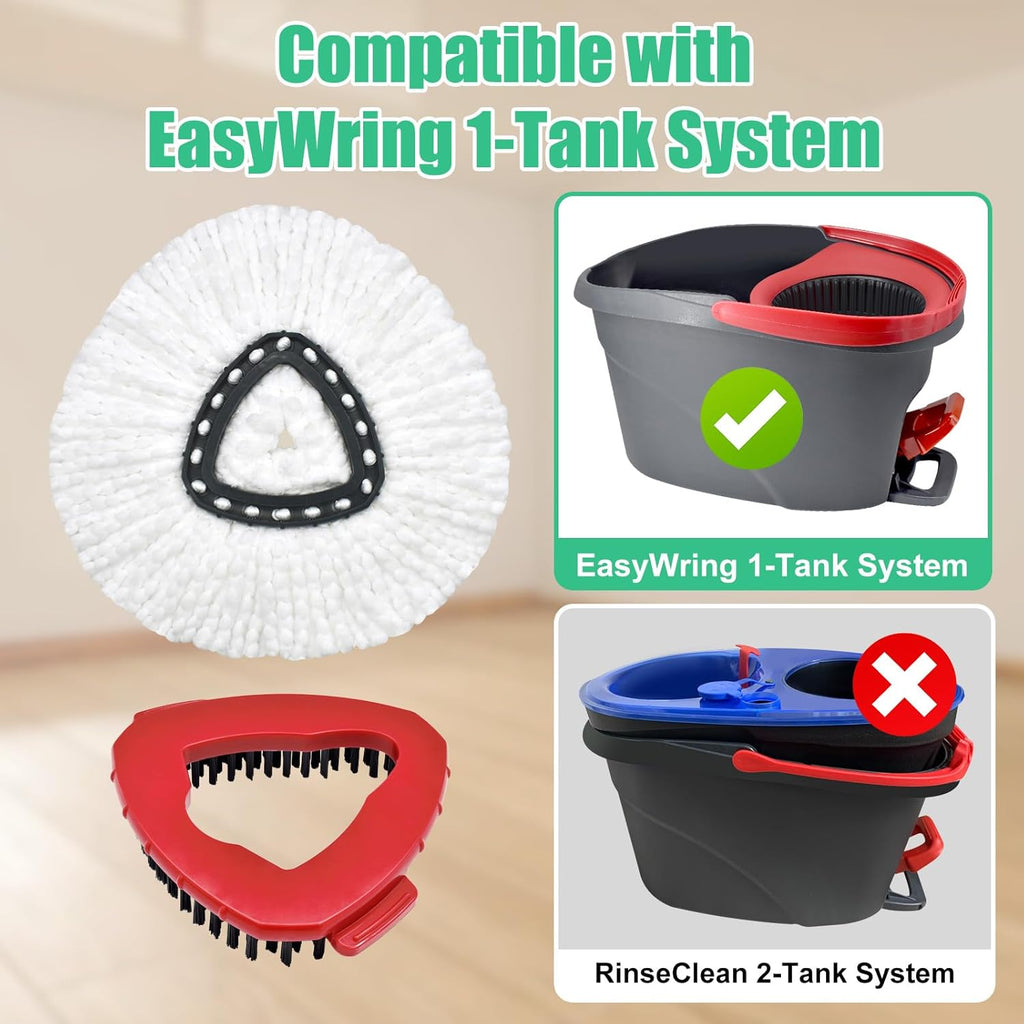 Spin Mop Heads Replacements for O Ceda EasyWring 1-Tank System, 2 Microfiber Mop Head Refills