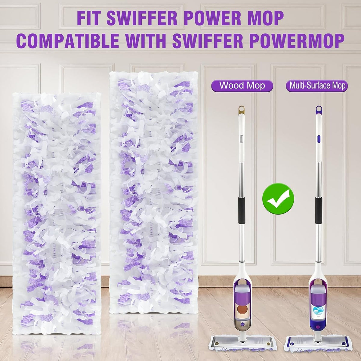 40 Pack Power Mop Refills for Swiffer Power Mop，Unscented&Thickened Multi-Surface and Wood Spray