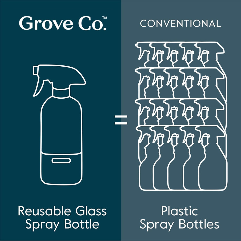 Grove Co. Glass Spray Bottles for Cleaning Solutions, 2-Pack Bundle, Unique Silicon Sleeve Slide &