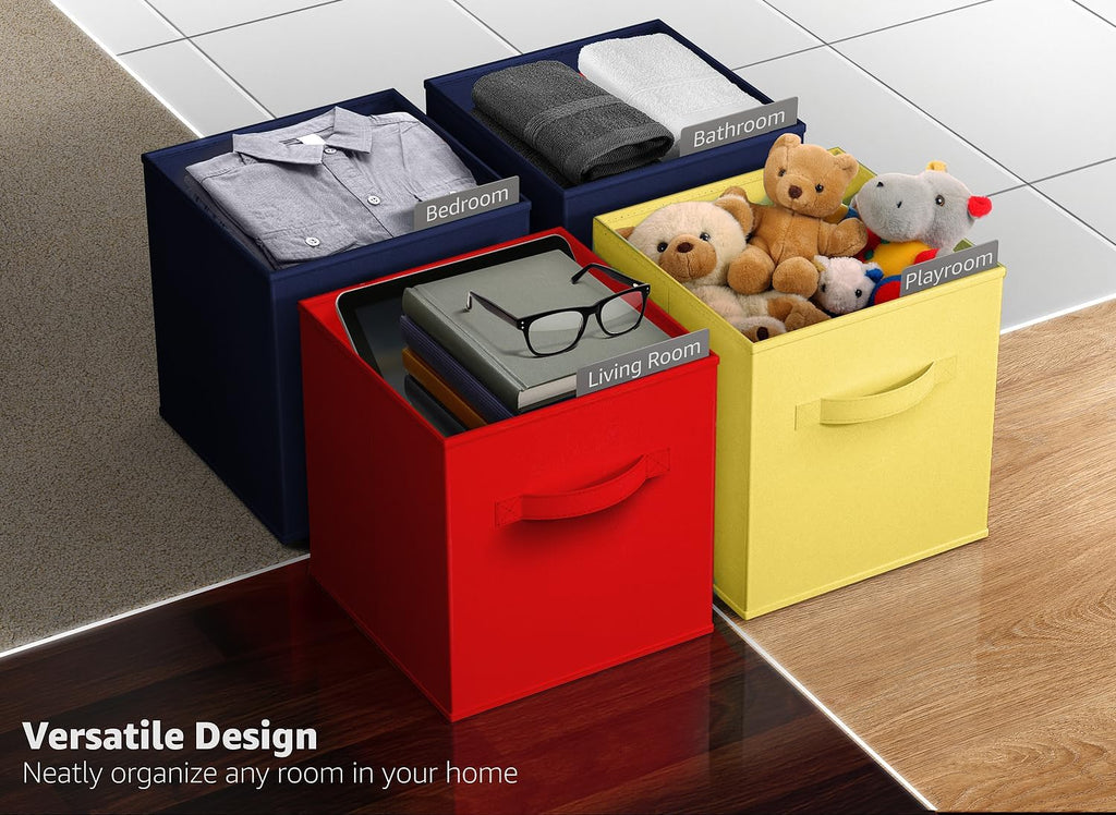 Sorbus Storage Cubes - 11" Foldable Storage Bins with Handle for Nursery, Playroom, Closet