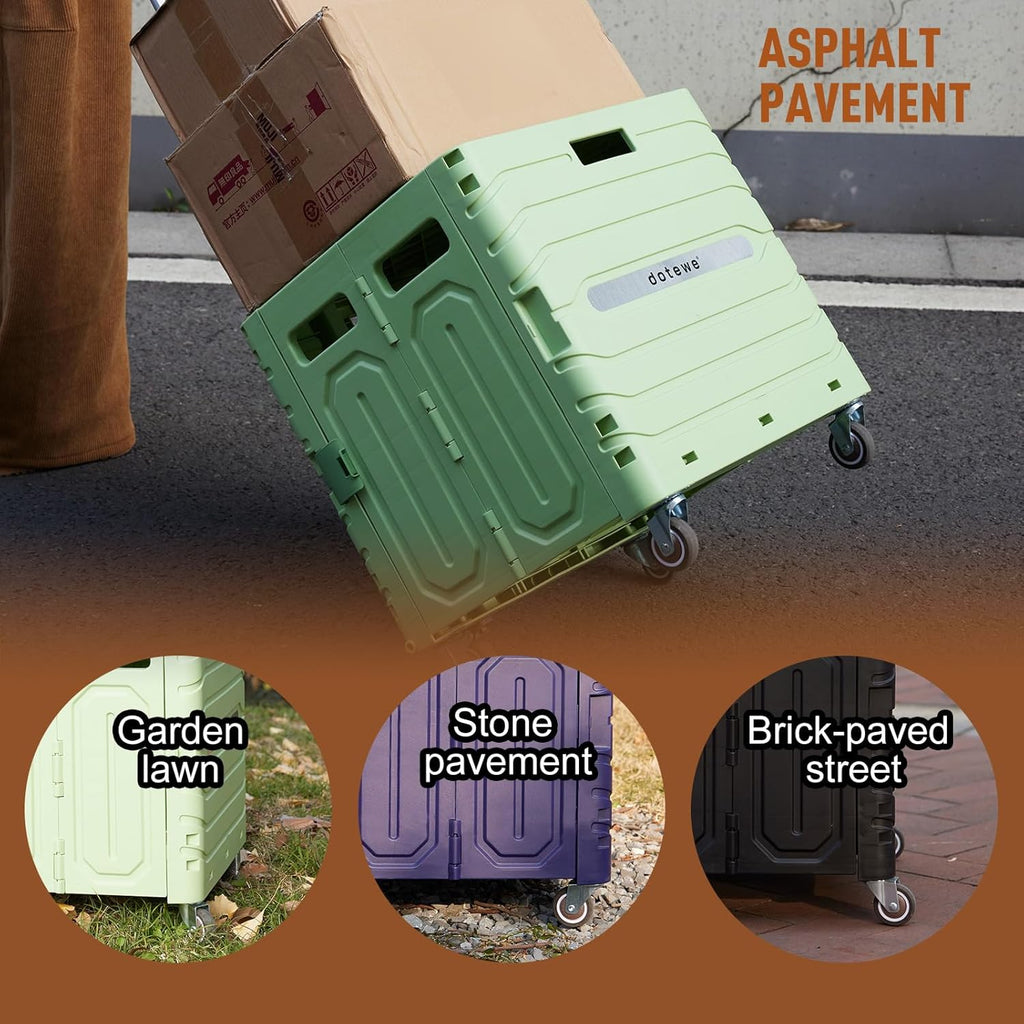 Folding Utility Cart Portable Rolling Crate Handcart Foldable Shopping Trolley Collapsible, with