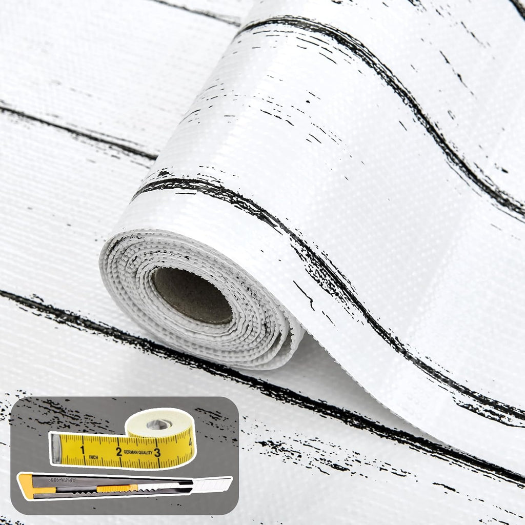 Shelf Liner for Kitchen Cabinets Non Adhesive Drawer Liner 17in x 20FT White Grain Non-Slip
