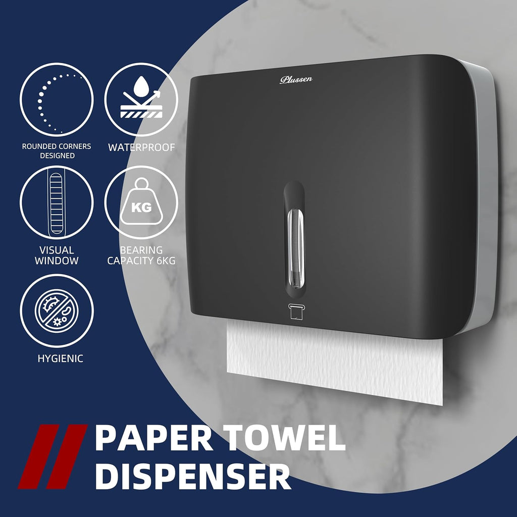 Trifold Paper Towel Dispenser Black Pearl Premium Grade 10⅞” Length X 8¼” High X 3¾” High for
