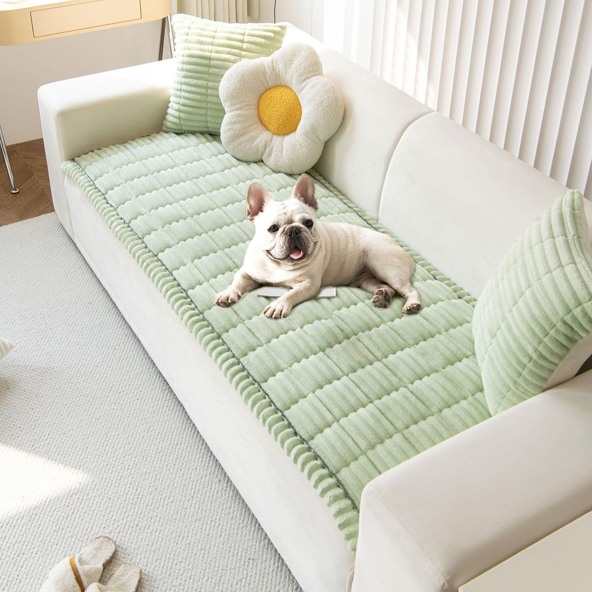OTOB Dog Couch Covers for 3 Cushion Washable Non Slip Plush Pet Friendly Bed Mat Sofa Cover for
