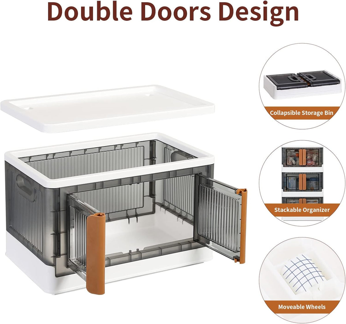 HAIXIN Storage Bins with Lids, Collapsible and Stackable Storage Bins, Plastic Closet Organizer