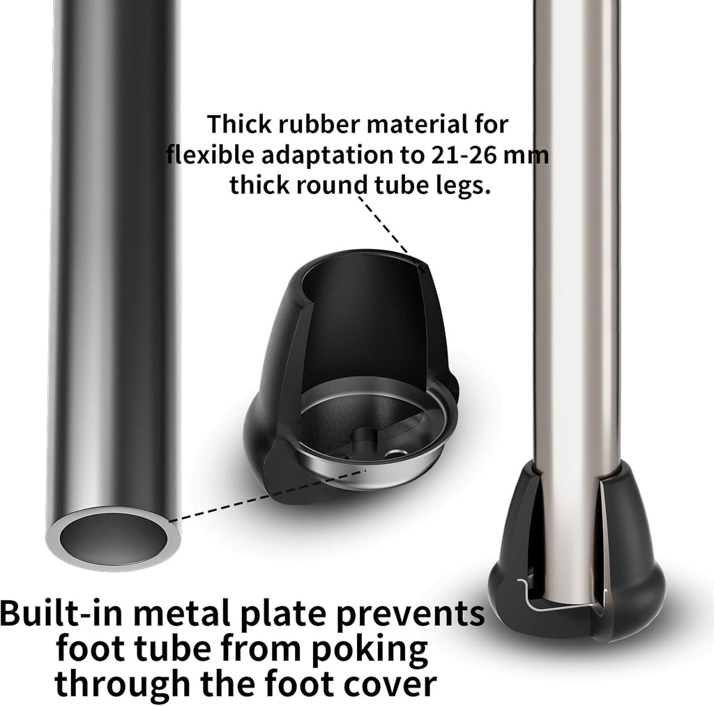 1 Inch Heavy Duty Rubber Chair Leg Caps - 24 PCS Non-Slip Furniture Floor Protectors with Metal