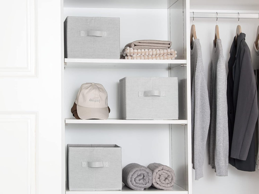 StorageWorks Storage Baskets for Shelves, Foldable Fabric Closet Storage Bins with Handles, Fabric