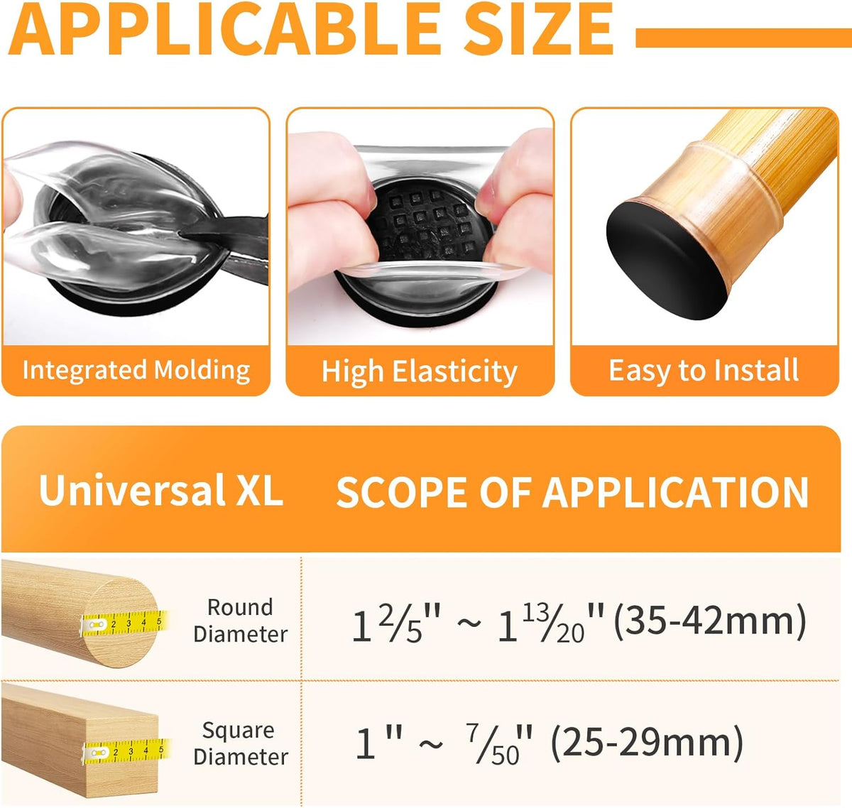 Ezprotekt 8 Pcs Large Clear Chair Leg Sliders for Carpet, Round Chair Glides for Rug, Teflon
