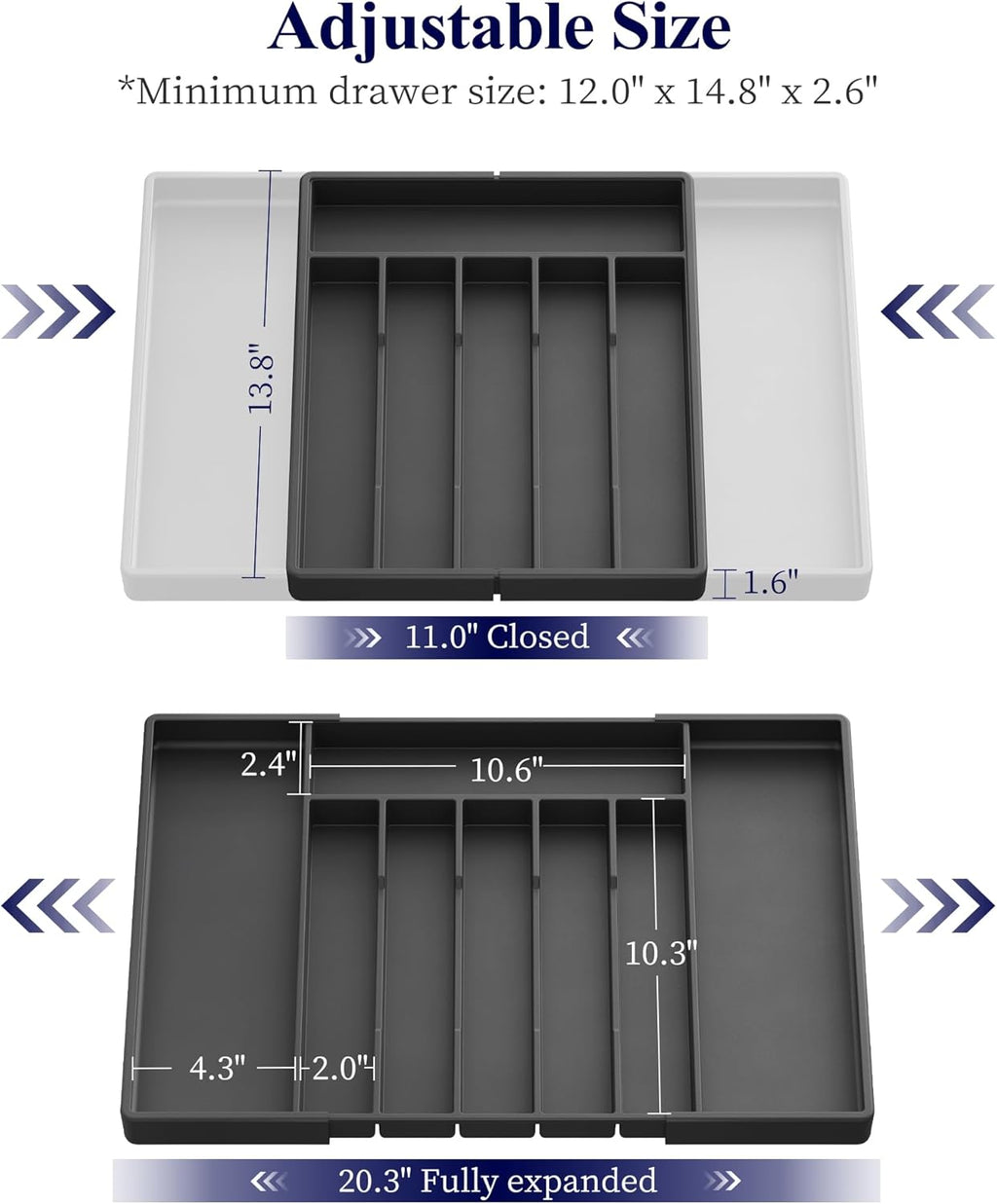 Kitsure Silverware Organizer for Drawers - Expandable Cutlery and Utensil Drawer Organizer with