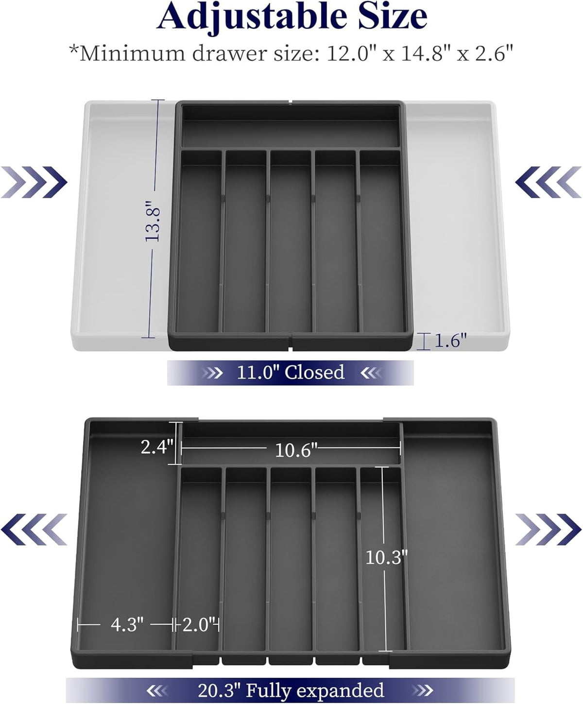 Kitsure Silverware Organizer for Drawers - Expandable Cutlery and Utensil Drawer Organizer with