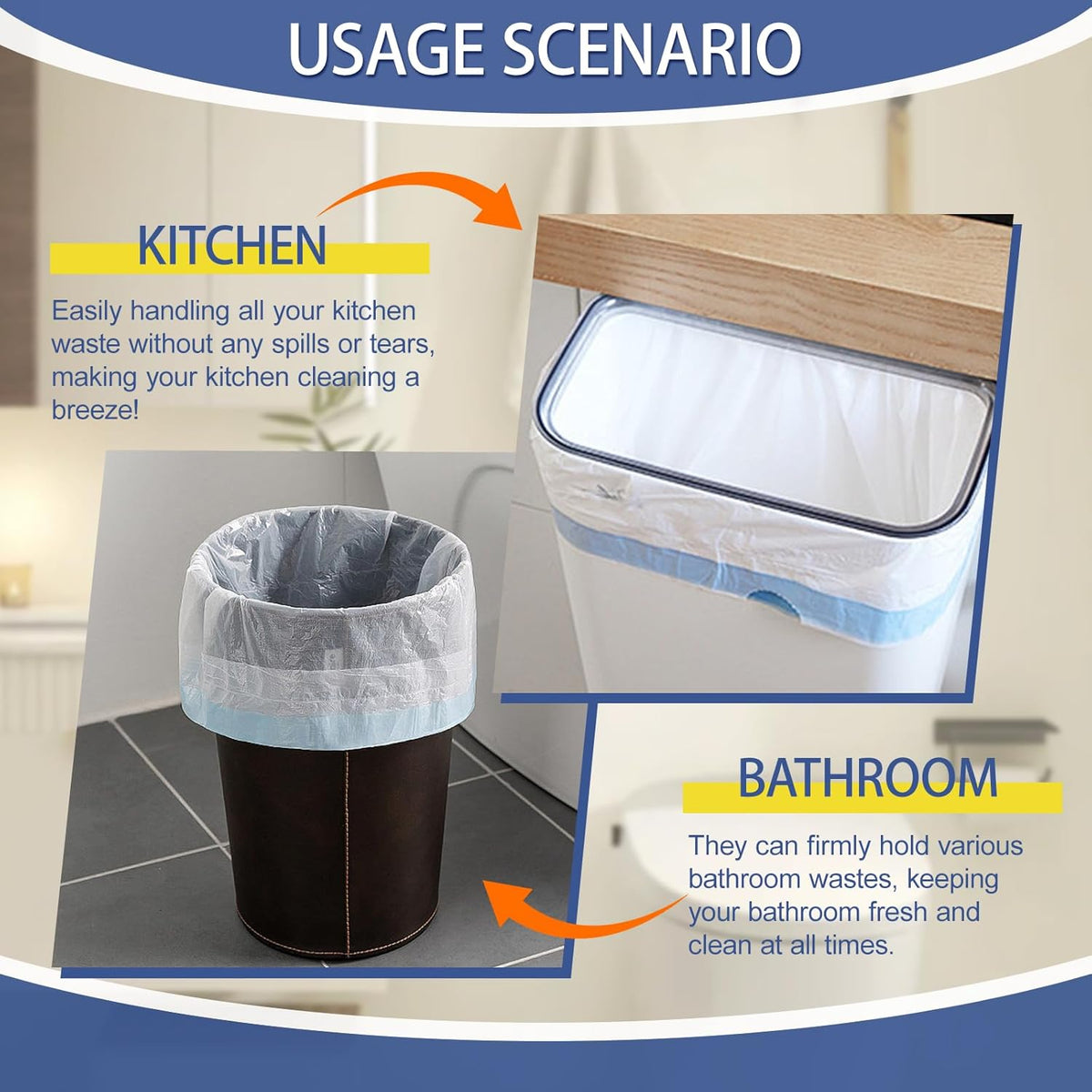 240 Count 3 Gallon Trash Bags Drawstring - 12 Liter Small Garbage Bags for Bathroom, 0.96 Mil