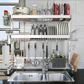 Over The Sink Dish Drainer Drying Rack, Full Stainless Steel 3-Tier Adjustable Length Over Sink