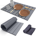 Stone Dish Drying Mat for Kitchen Counter,24"(L)×16"(W) Collapsible Fast-Drying Diatomaceous Earth
