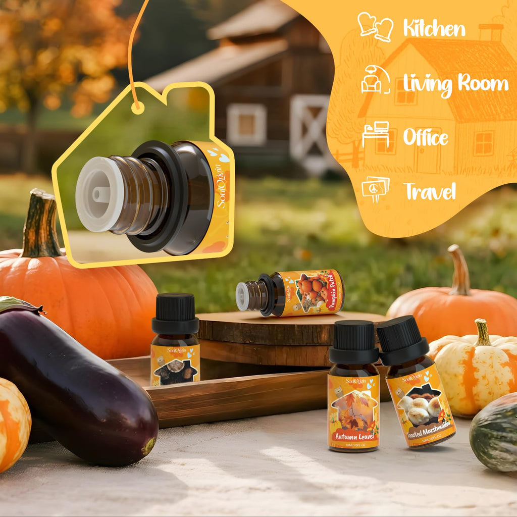 Fall Cozy Cabin Fragrance Oils Set, Essential Oil for Diffuser, Use for Soap Candle Making-Smoky