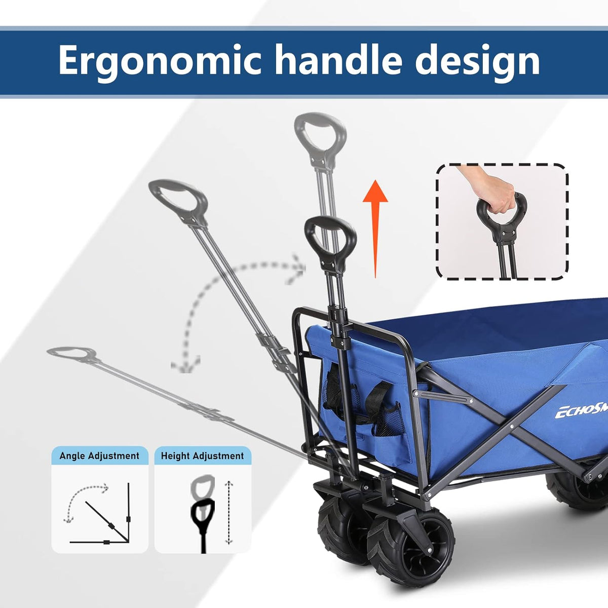 EchoSmile Heavy Duty 350 Lbs Capacity Collapsible Wagon, Outdoor Folding Camping Wagons, Grocery