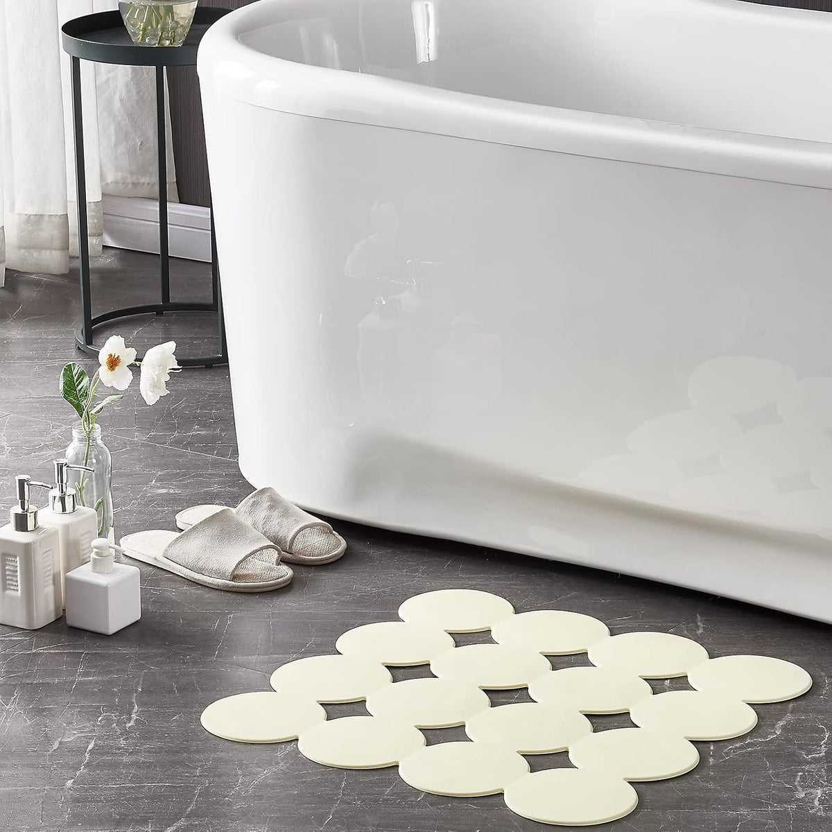 Square Shower Mat Nonslip - Rubber Bathtub Mat with Suction Cups for Inside Shower Bathroom Floor