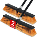 PBHEPJ 18 Inchs Push Broom Outdoor Heavy Duty, Shop Broom with 60" Long Bandle for Cleaning Outdoor