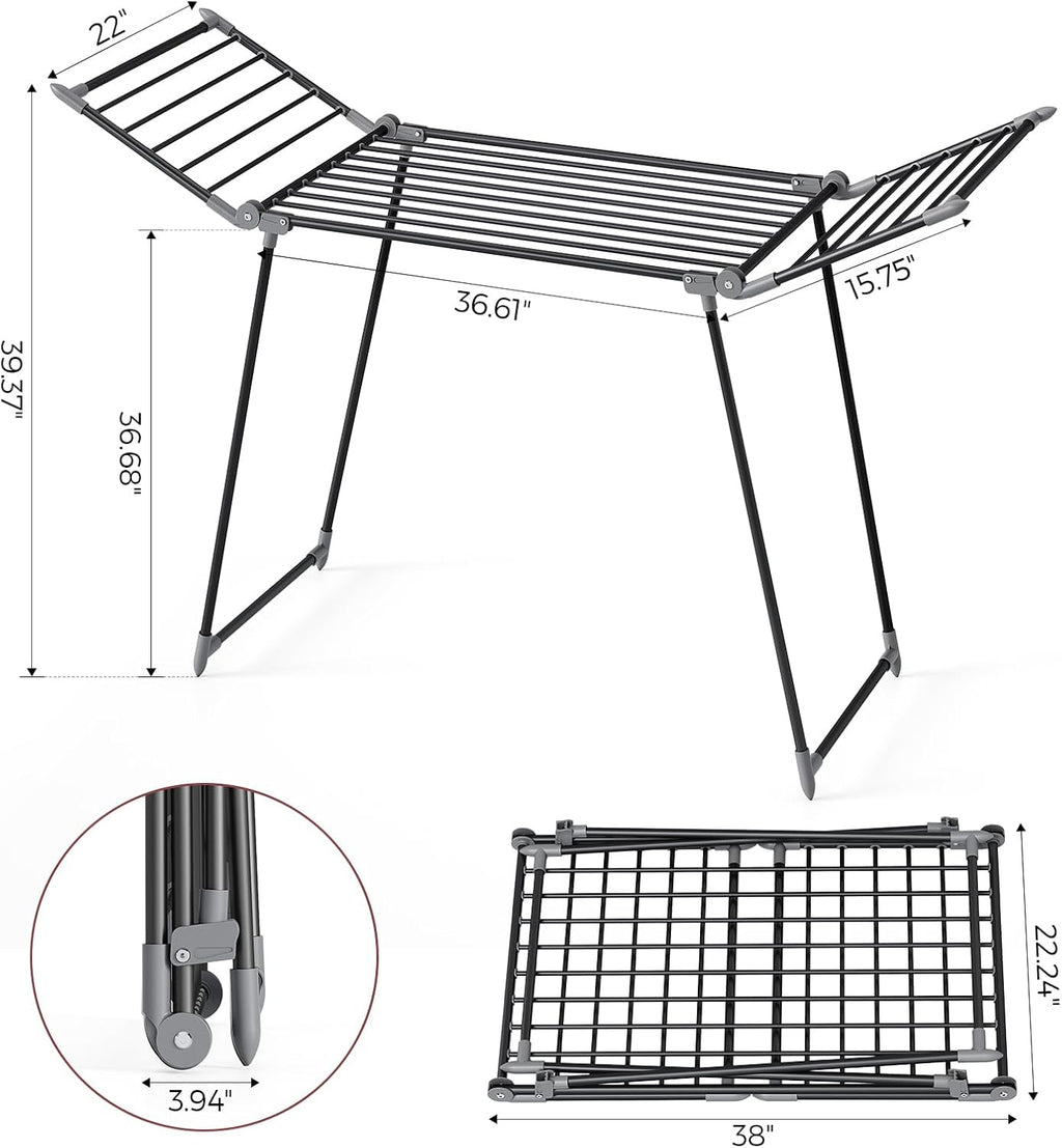 APEXCHASER Clothes Drying Rack Foldable, Large Drying Rack Clothing, Winged Laundry Rack Folding