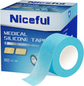 2 Rolls Silicone Medical Tape for Wound Care - Surgical Tape for Secures Dressings and Gauze, Blue