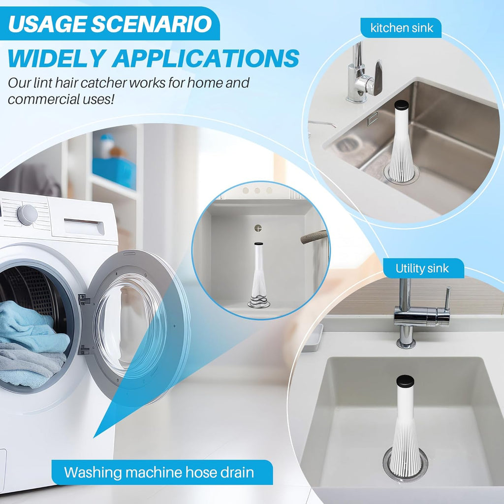 Feekoon 1 Pack Lint Trap for Washing Machine Utility Tub and Sink Drains, Laundry Lint Catcher with