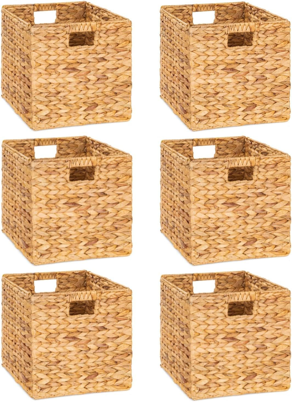 12 x 12in Water Hyacinth Storage Baskets, Wicker Storage Baskets for Shelves, Woven Baskets for