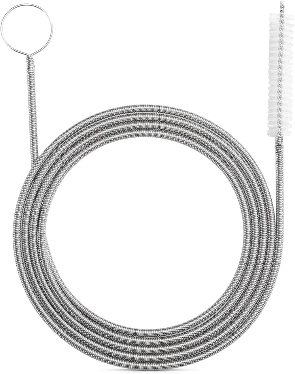 Extra-Thick Drain Brush with Stronger Spring 61-Inch Stainless Steel and Nylon Pipe Cleaner for