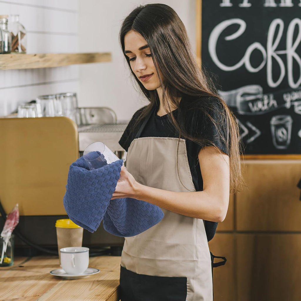 Fintale 100% Cotton Kitchen Towels and Dishcloths Set, 12 x 12 & 15 x 25 Inches, Set of 10 Bulk