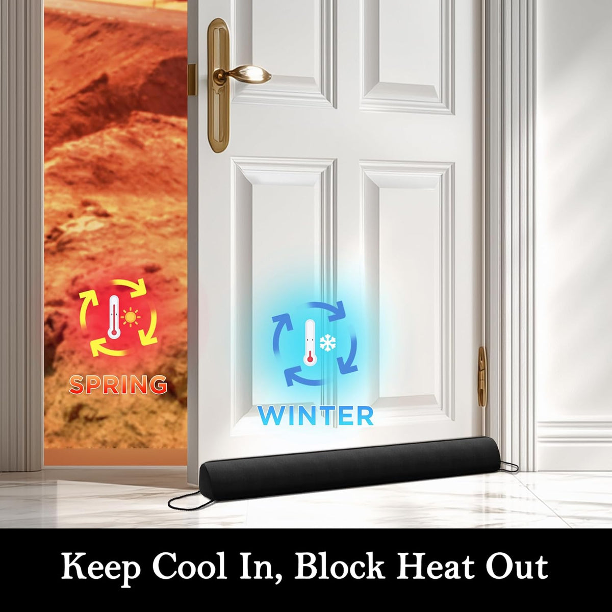 Sunolga 84" Door Draft Stopper Blocks Hot and Cold Air with Removable Washable Cover for Gaps Up to