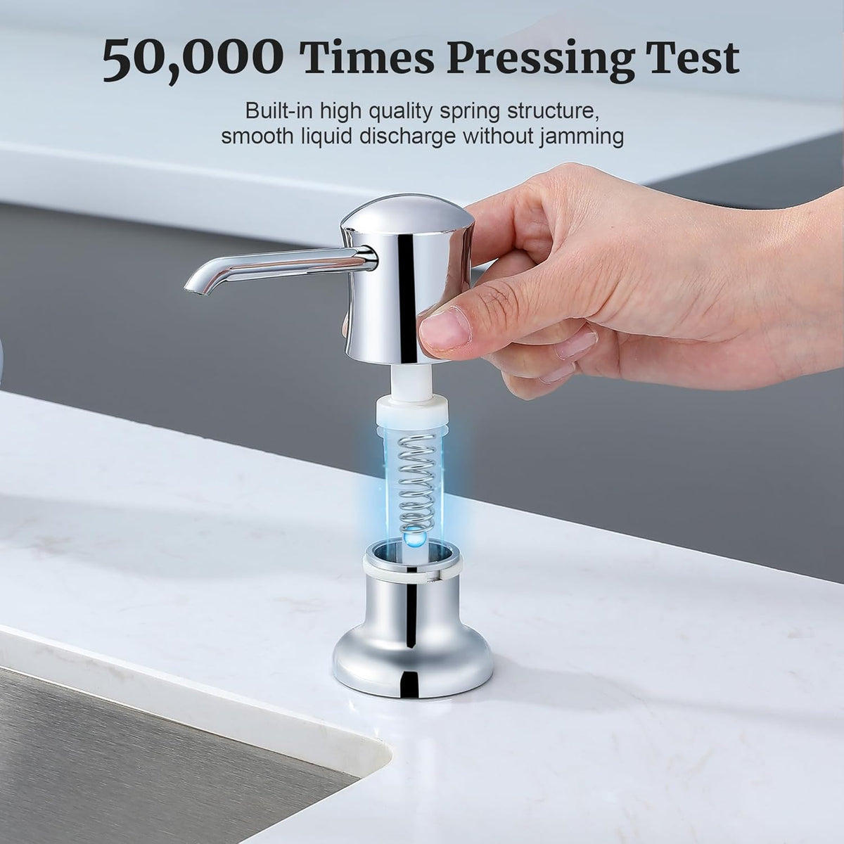 Sink Soap Dispenser for Kitchen Sink Chrome Upgrade with 40" Silicone Extension Tube Kit, Connect