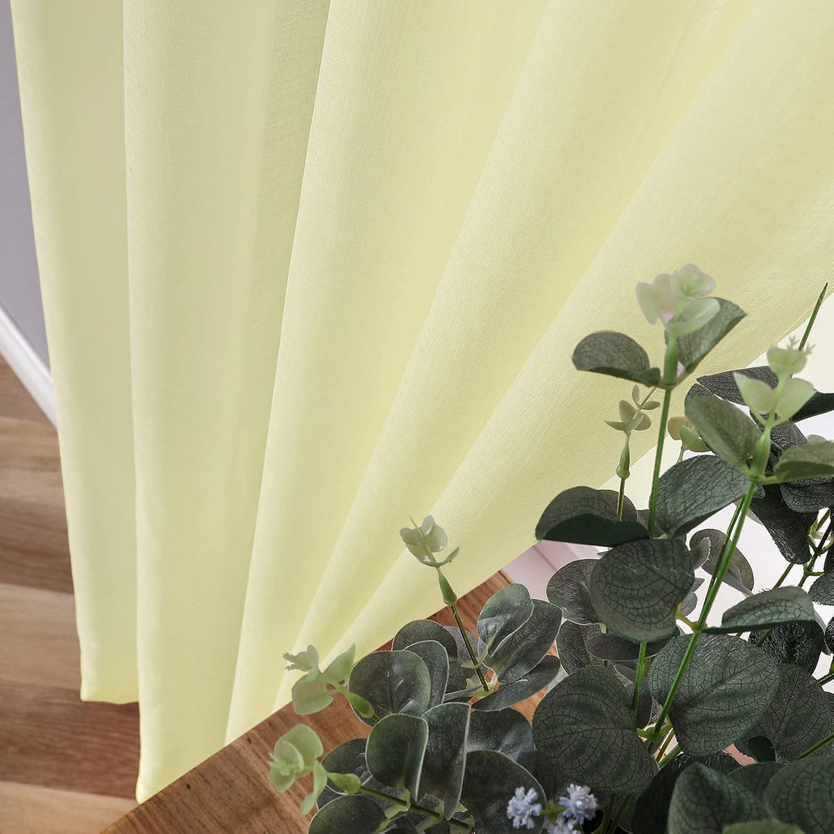 Tollpiz Sheer Curtains Linen Textured Living Room Curtain Sheers Light Filtering Rod Pocket Voile